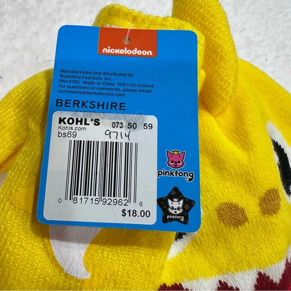 Yellow Baby Shark Hat and Mittens Set